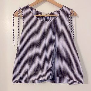 Striped Boxed Crop Top Tank
